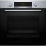 Horno - Bosch HBA574ES3, Multifunción, Pirolítico, 71 l, 59.4 cm, HotAir 3D, Asistente de limpieza con agua, Inox