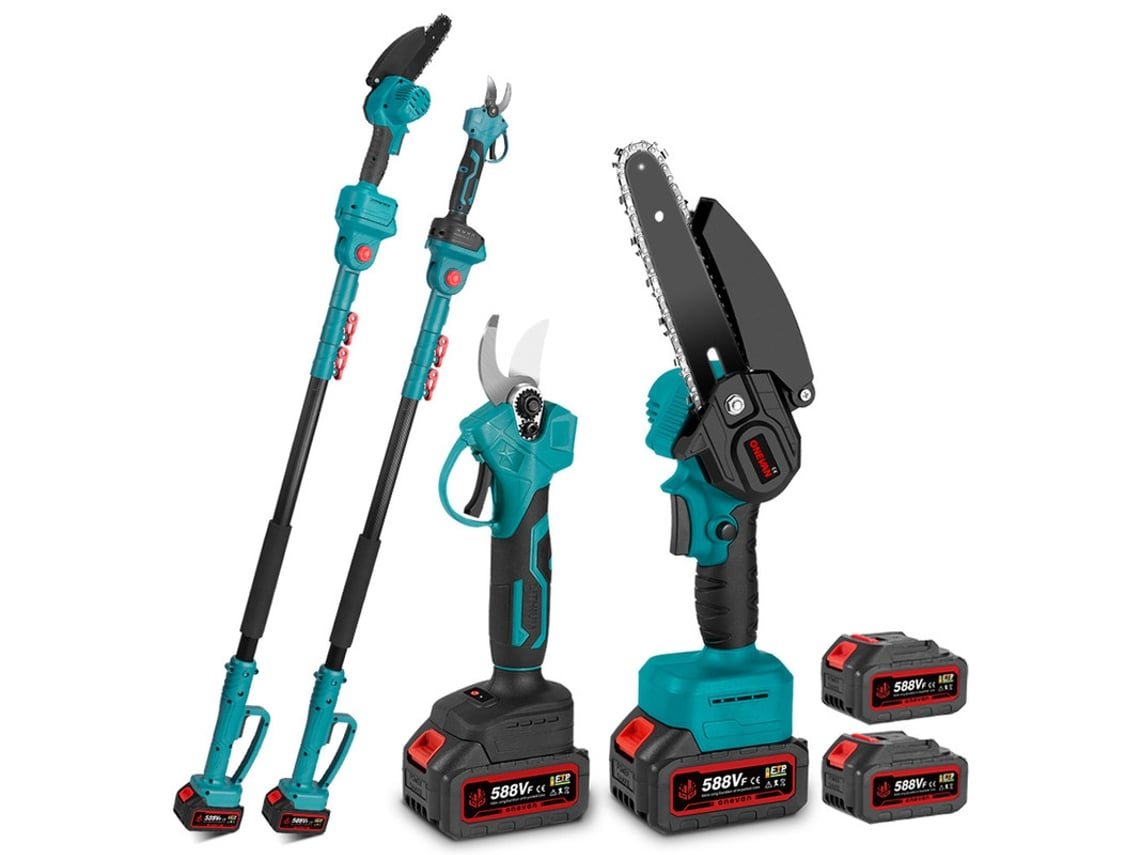 Tijeras De Podar Eléctricas Onevan Motosierra Con Pértiga Telescópica Y 2 Baterías - VELEO ELECTRO THEC Tijeras De Podar Eléctricas Onevan Motosierra Con Pértiga Telescópica Y 2 Baterías